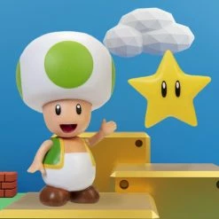 Nintendo Official Super Mario Green Toad With Super Star 10cm / 4" Figure