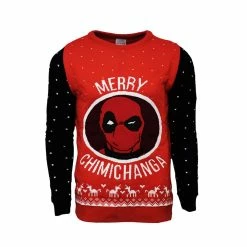 Marvel Christmas Jumper Marvel Universe Official Marvel Deadpool Merry Chimichanga Christmas Jumper / Ugly Sweater - 2XL (UK/EU) — XL (US)