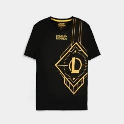 Official League Of Legends Unisex Core Gold Logo Short Sleeved T-Shirts Apparel