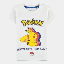 Official Pokemon Pikachu Silhouette Girl's Short Sleeved T-Shirts