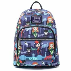 DC Comics LoungeFly Batman Women Villains Chibi AOP Mini Backpack Bags