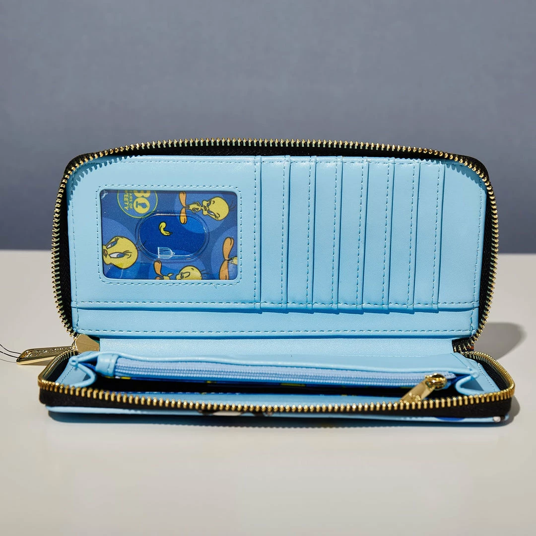 New β LoungeFly Looney Tunest Tweety & Sylvester Aop Zip Wallet π€© 3 LoungeFly Looney Tunest Tweety & Sylvester Aop Zip Wallet