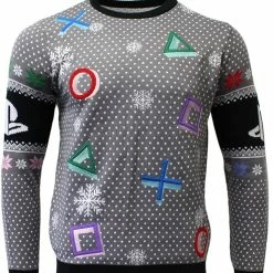 PlayStation Christmas Jumper PlayStation Symbols Grey Sweater
