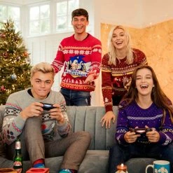 SEGA Official Classic Sonic The Hedgehog Christmas Jumper / Ugly Sweater