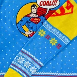 DC Christmas Jumper Official Superman 'Bad Guys Get Coal' Christmas Jumper / Ugly Sweater